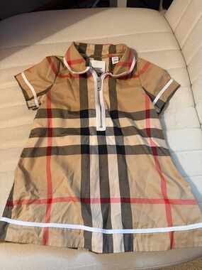Burberry Beige, Black & Red Check Polo Dress